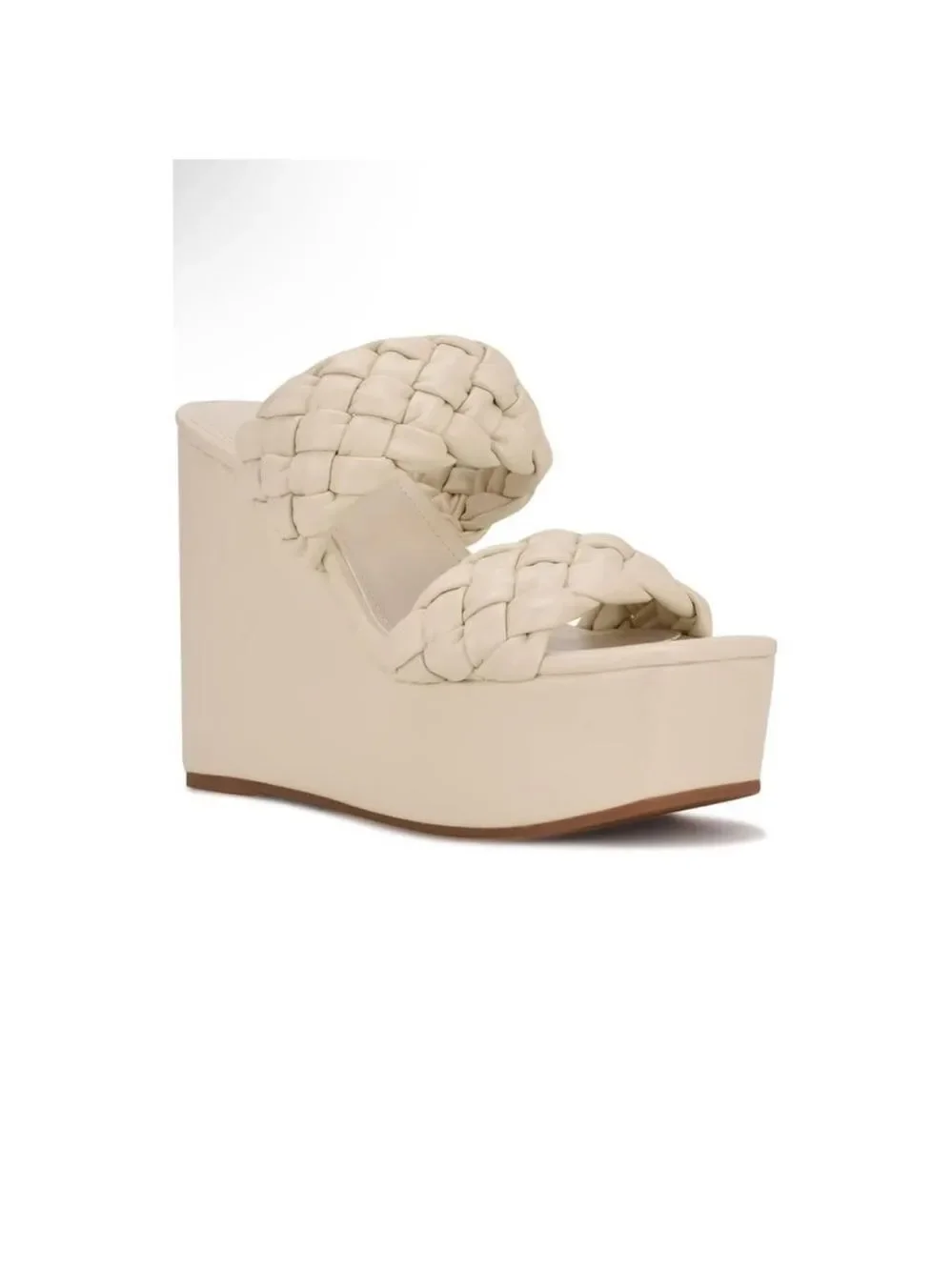 Nine West White Woven Wedges